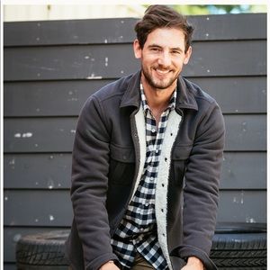 Sherpa Lined Shirt Jacket- washed black